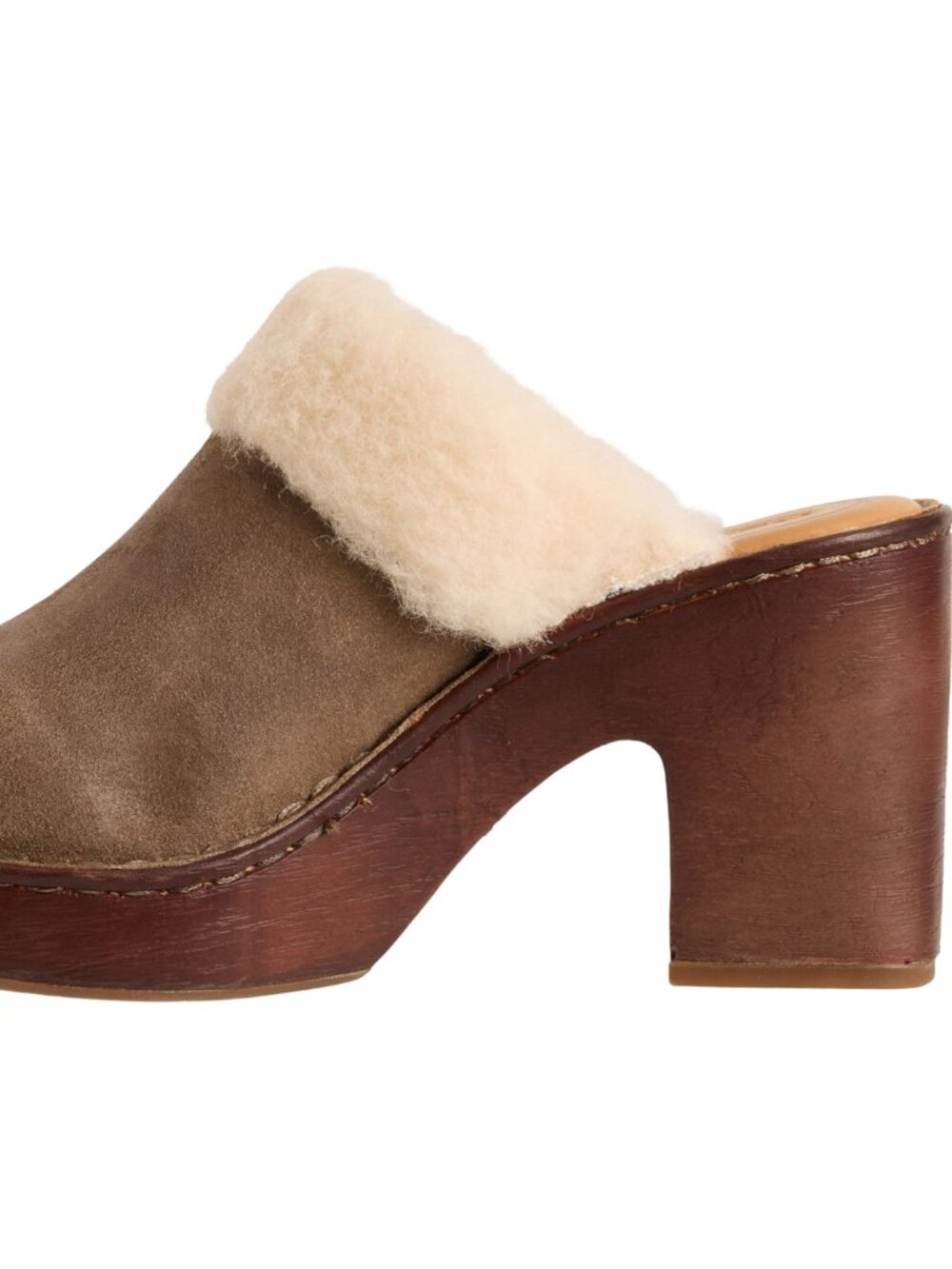 BORN Hope SHEEPSKIN Shearling Lined Heeled Clogs Leather 462sn NEW in box - Picture 6 of 6